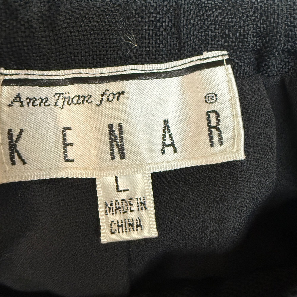 Ann Tjian for Kenar Wide Leg Trousers Size L Black Elastic Drawstring Lined Pant - Picture 2 of 10